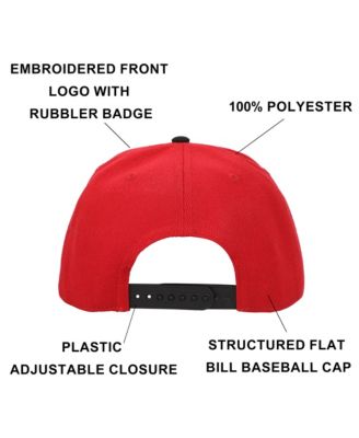 Men's Mask Rubber Badge Red Flat Bill Baseball Cap
