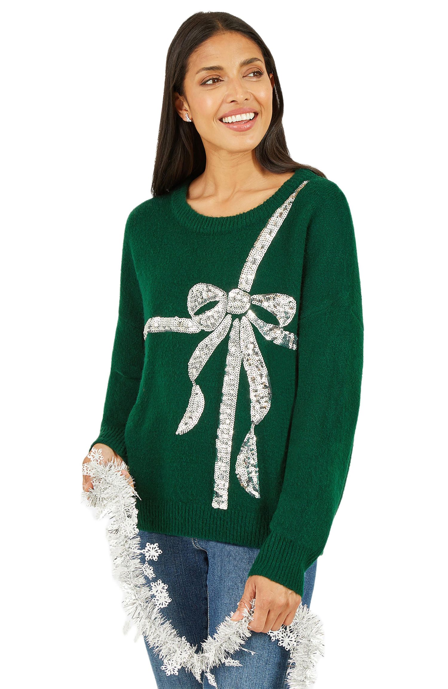 Women's Sequin Bow Knitted Sweater