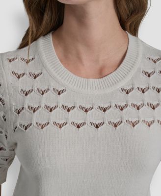 Women's Short-Sleeve Ribbed Hem Sweater