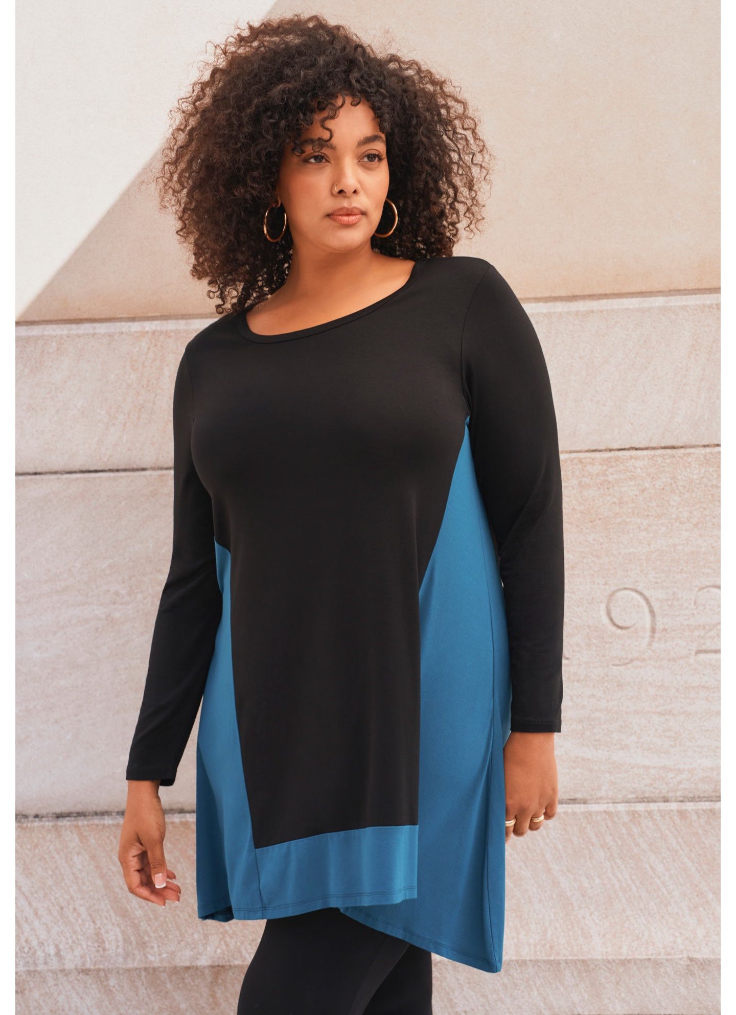 Женский топ Avenue Plus Size Elsa Tunic, цвет: Чёрный угольный — фото 2