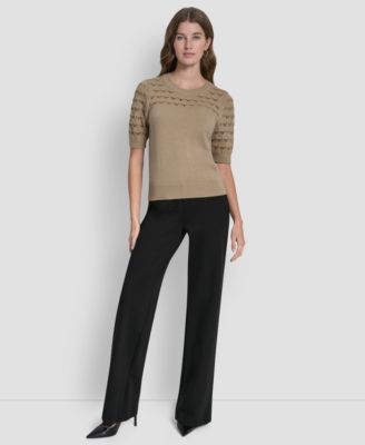 Women's Short-Sleeve Ribbed Hem Sweater