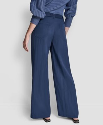 Women's Belted Front Seam Twill Pants