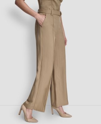 Women's Belted Front Seam Twill Pants