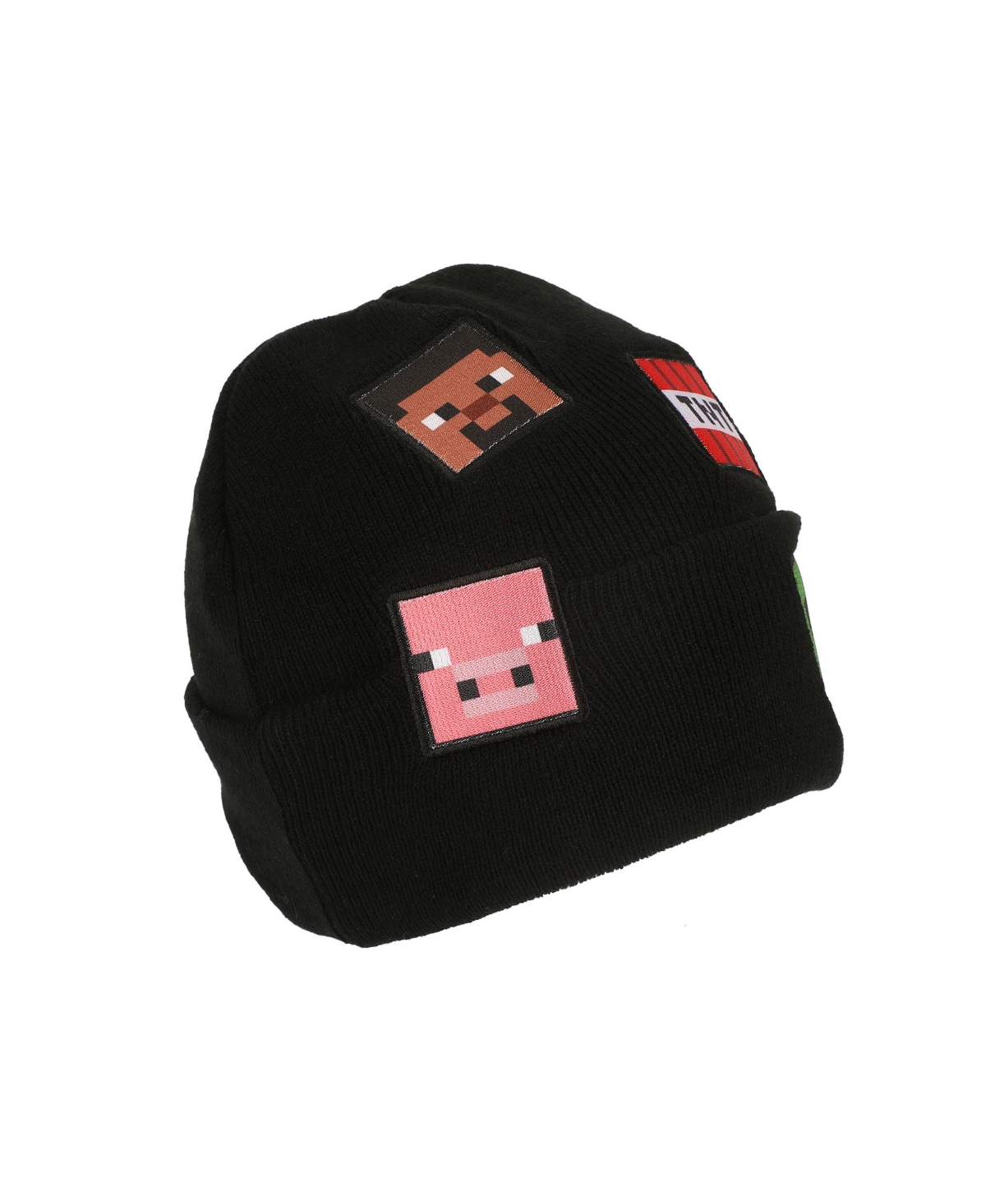 Minecraft Men's Printed Character Patches Black Cuff Beanie