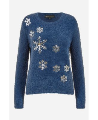 Women's Sequin Snowflake Fluffy Sweater
