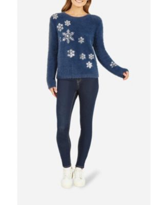 Women's Sequin Snowflake Fluffy Sweater