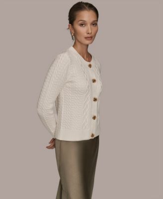 Women's Long-Sleeve Crewneck Cardigan Sweater