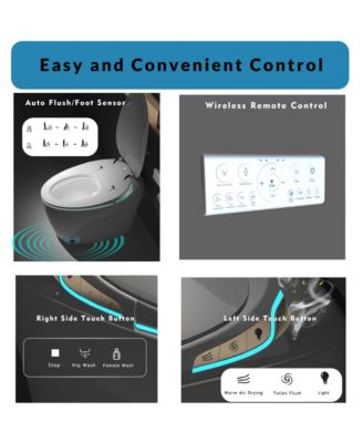Unique Smart One-Piece Bathroom Fixture with Auto Seat, Foot Sensor, LED Display, Warm Water & Dryer