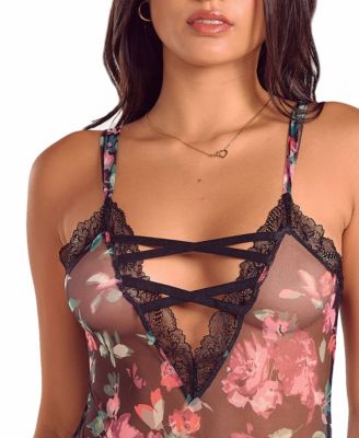 Women's Floral lace Up Bodysuit Lingerie