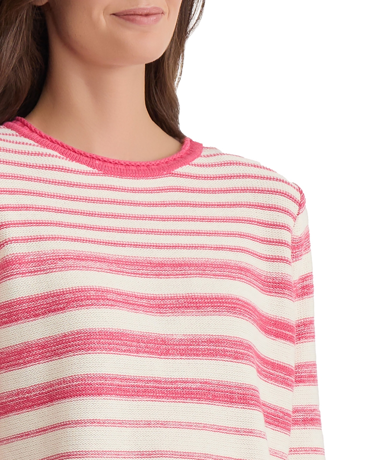 Jones New York Women's Striped Crewneck Sweater