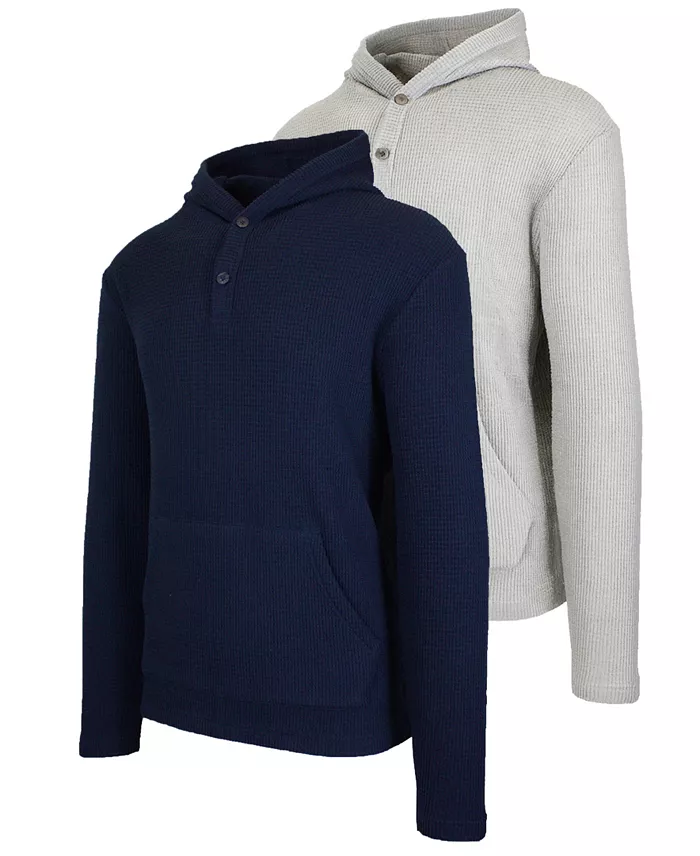 Men's Regular-Fit Waffle Knit Thermal Henley Hoodie, 2-Pack - thumbnail 7