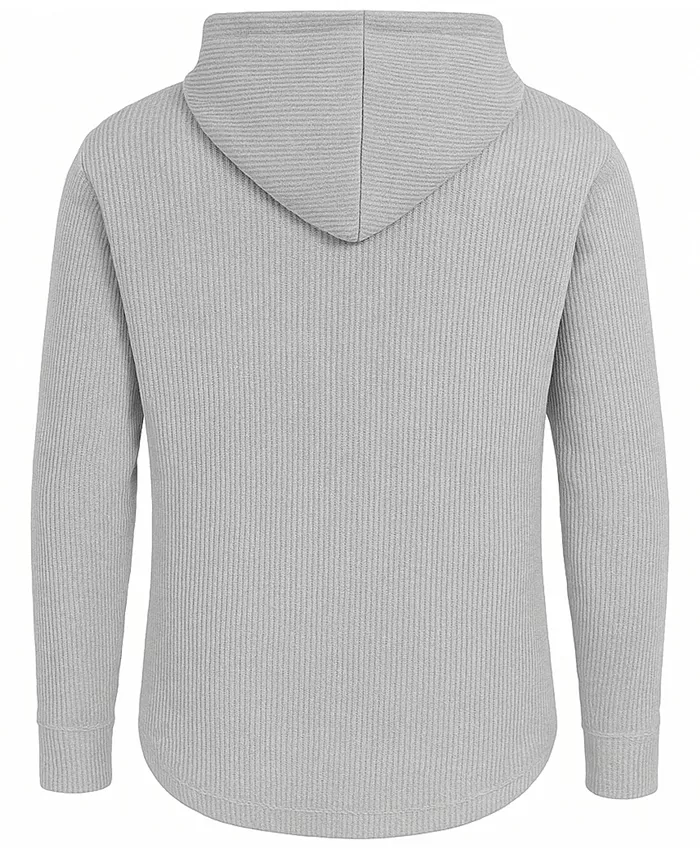 Men's Regular-Fit Waffle Knit Thermal Henley Hoodie - thumbnail 2
