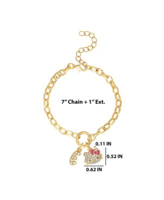 Initial Crystal Charm Bracelet, Gold Tone, Adjustable