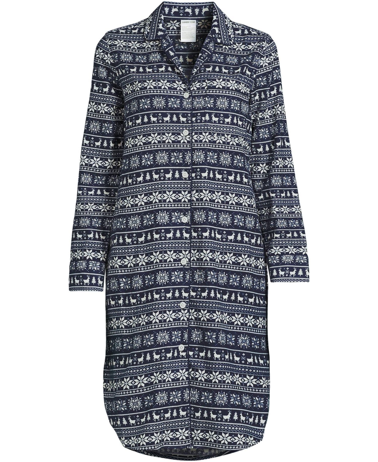 Plus Size Flannel Long Sleeve Sleepshirt Nightgown
