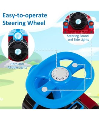 12V Two-Seater Ride-On Train Toy with Whistle Sound and Detachable Seat - Blue