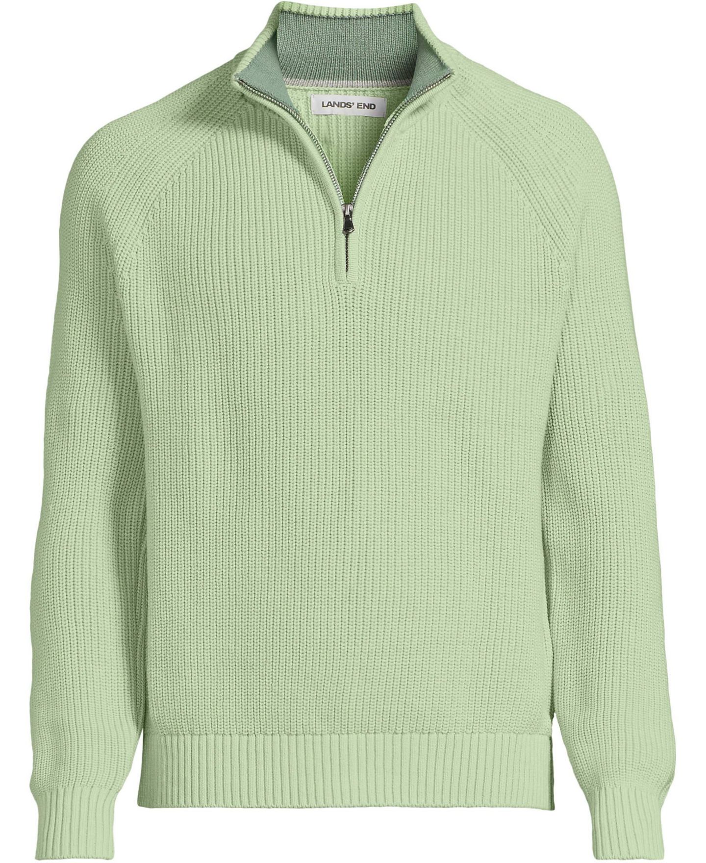 Мужской свитер Lands' End Drifter Quarter Zip, цвет: Состаренный мох — фото 3