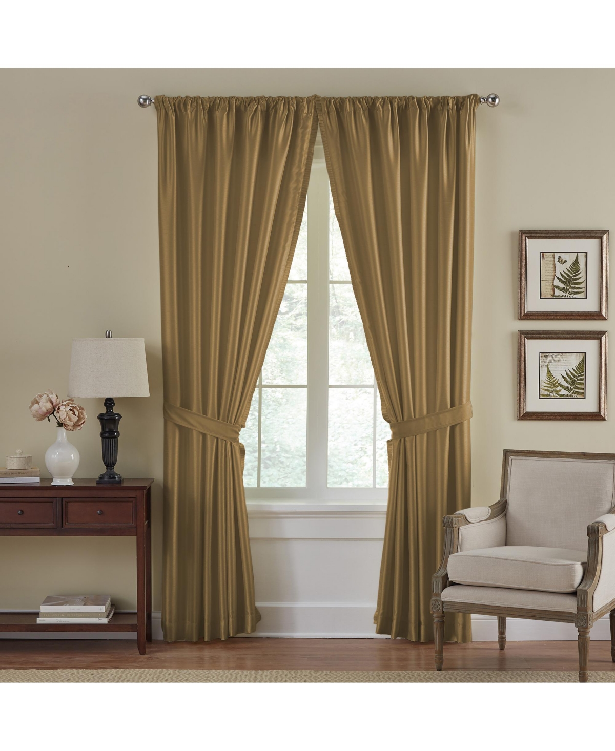 Elrene Home Fashions Versailles Faux Silk Blackout Window Curtain