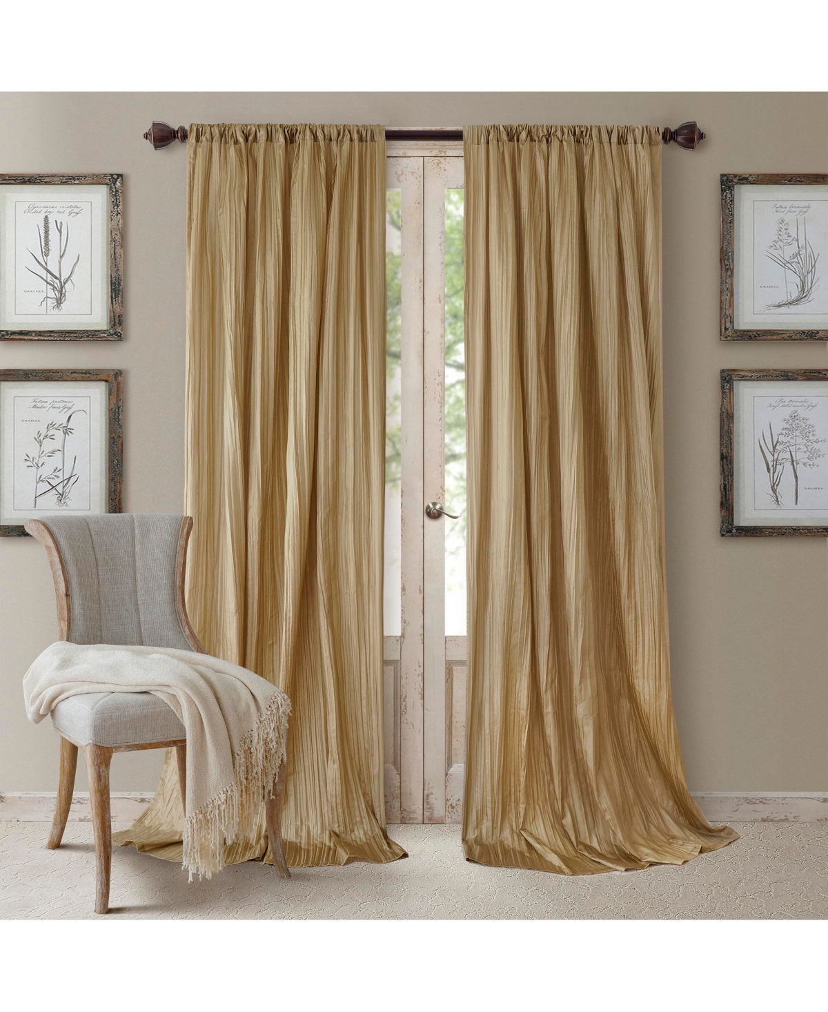 Elrene Athena 52" X 108" Window Panel With Scarf, Set of 3