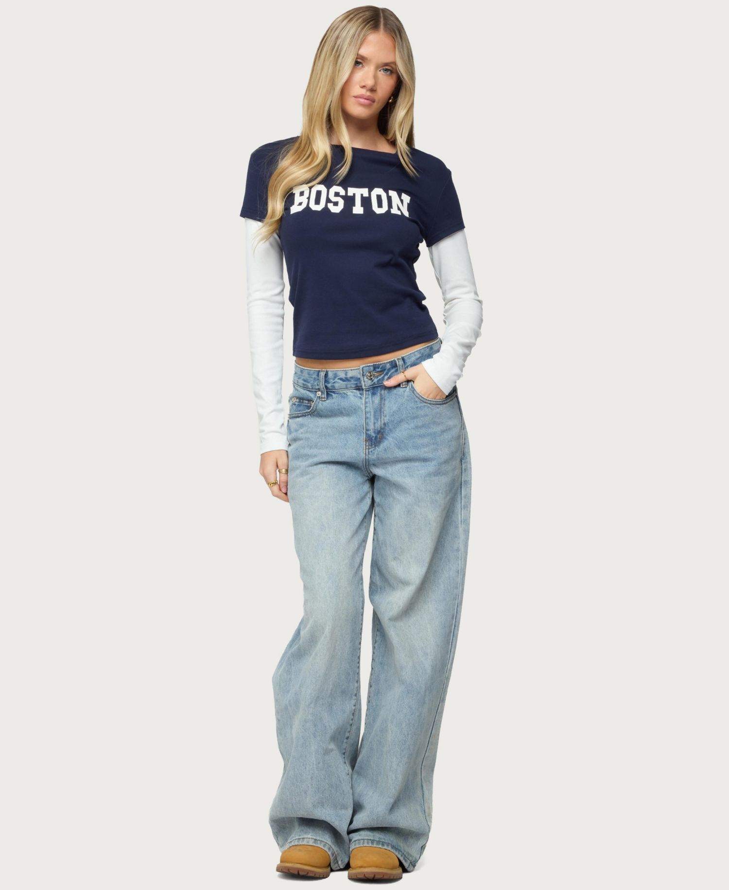 Women's Boston Layered Long Sleeve T Shirt