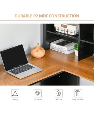 Minimalist L-Shaped Desk w/ Large Tabletop and Ample Storage Spaces