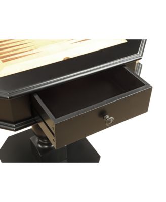 Black Game Table with Chessboard Top and Two Storage Drawers Sturdy Pedestal Base for Organized Gaming and Display