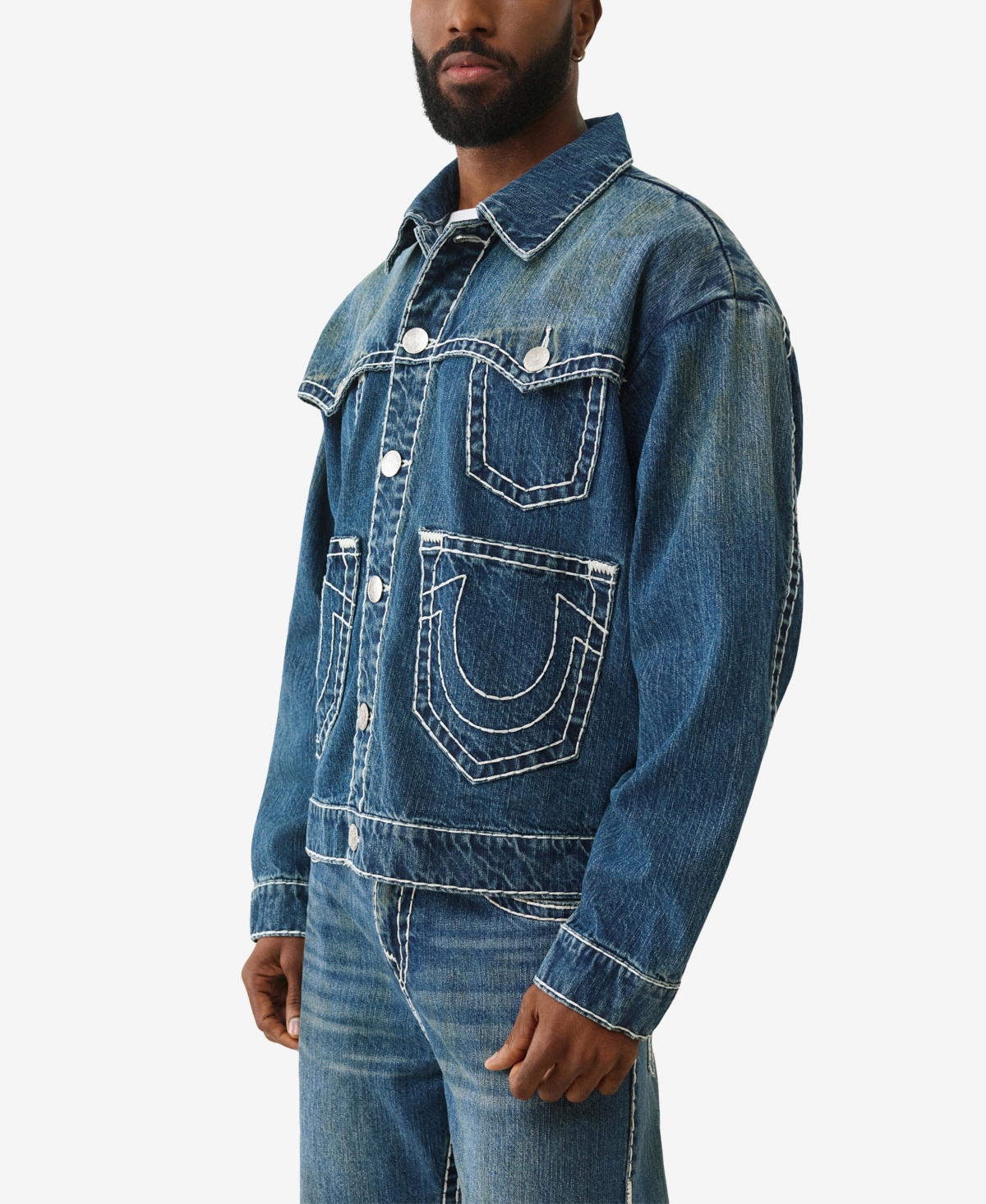 True Religion Men's Drop Shoulder Super T Long-Sleeve Jacket