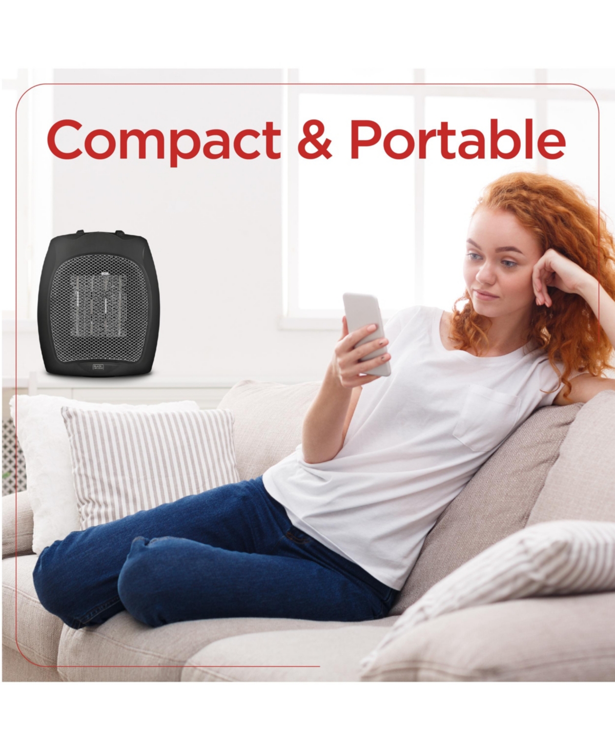 Black+Decker 1500W Portable Space Heater, Black