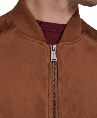 Men's Faux Suede Bomber Jacket