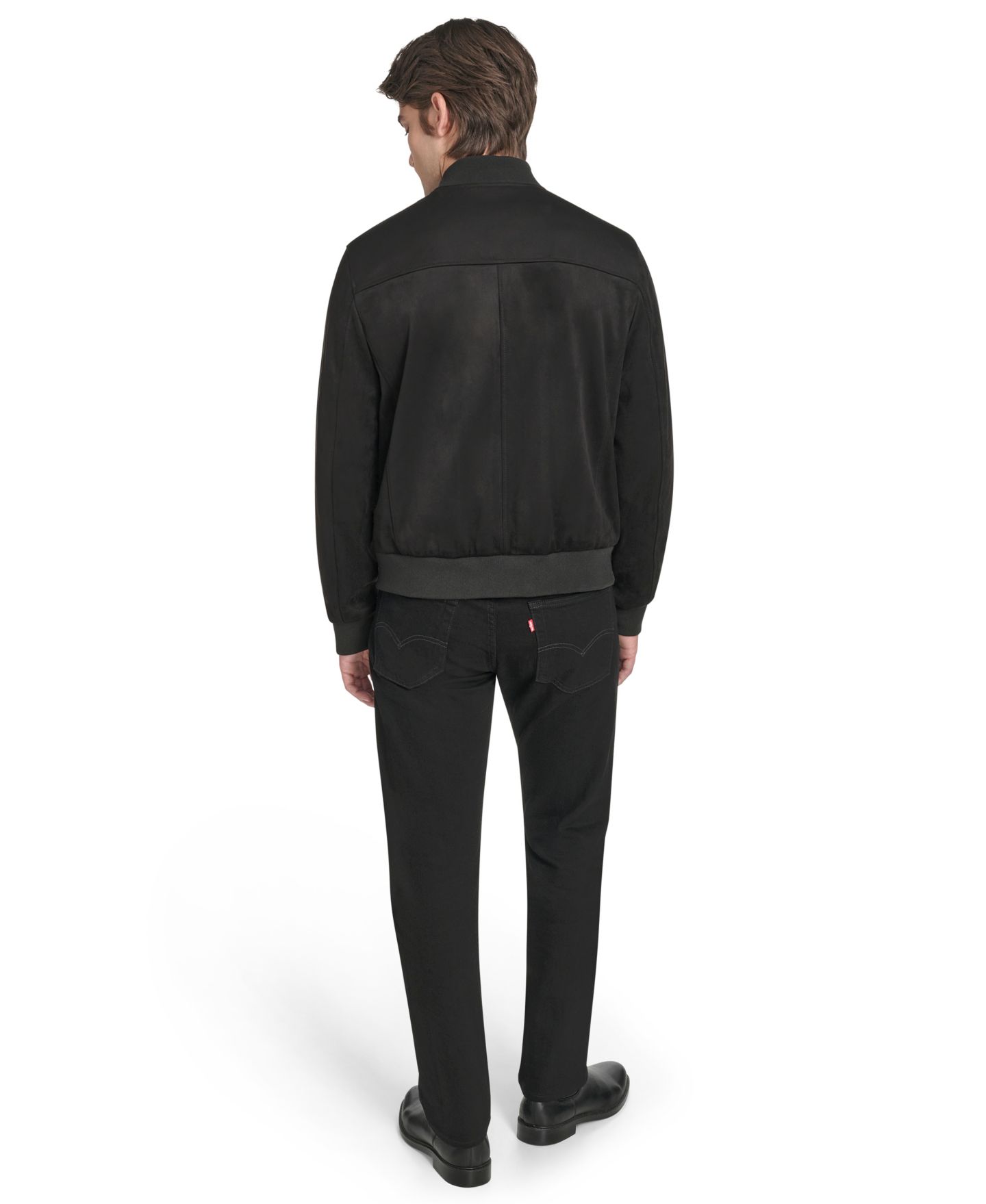 Мужская куртка Cole Haan Faux Suede Bomber, цвет: Чёрный — фото 6