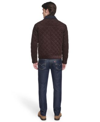 Men's Collared Quilted Button-Front Jacket 