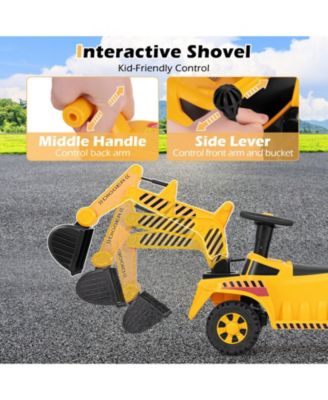 Kids Ride-On Excavator Toy with Adjustable Shovel and Realistic Controls - Yellow