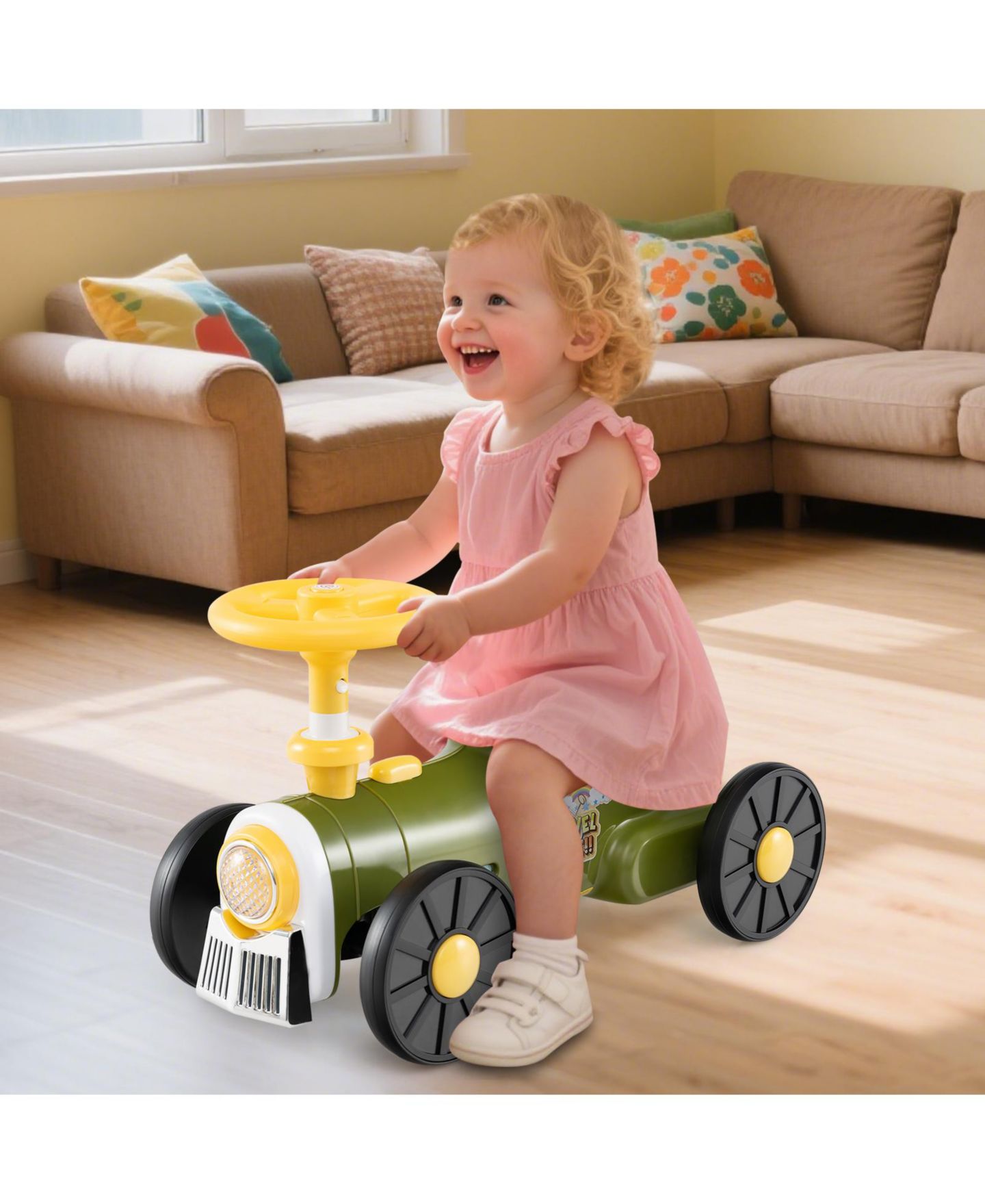 Детская игрушка HONGGE Ride-On Train with Whistle Sound and Under-Seat Storage, Ages 19-36 Months, цвет: Зелёный — фото 7