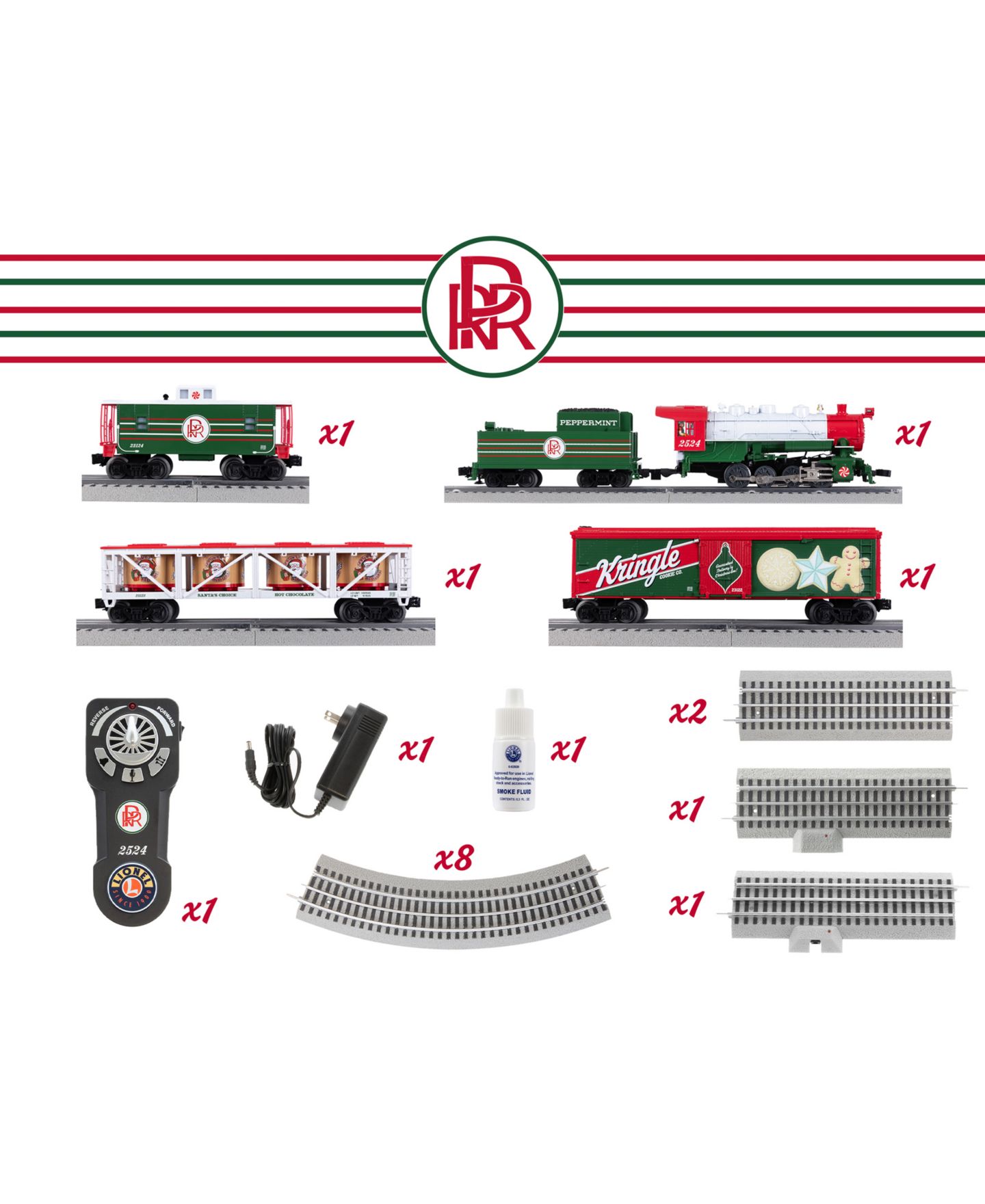 Детские игрушки Lionel O Gauge Peppermint Railroad Christmas Bluetooth 5.0 Train Set — фото 12