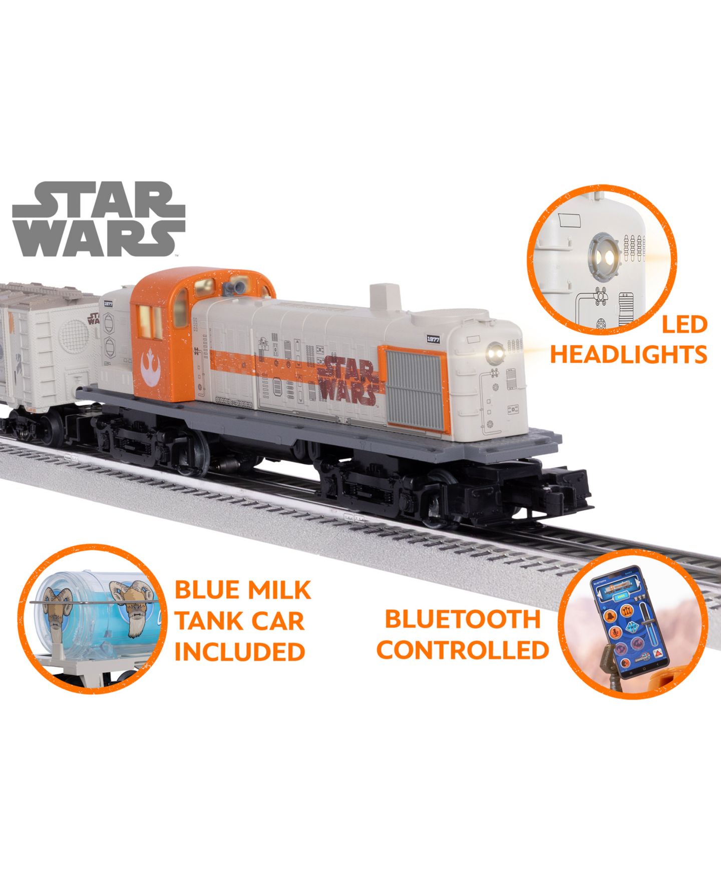 Детские игрушки Lionel O Gauge Star Wars Bluetooth 5.0 LionChief Rebel RS-3 Freight Train Set — фото 8