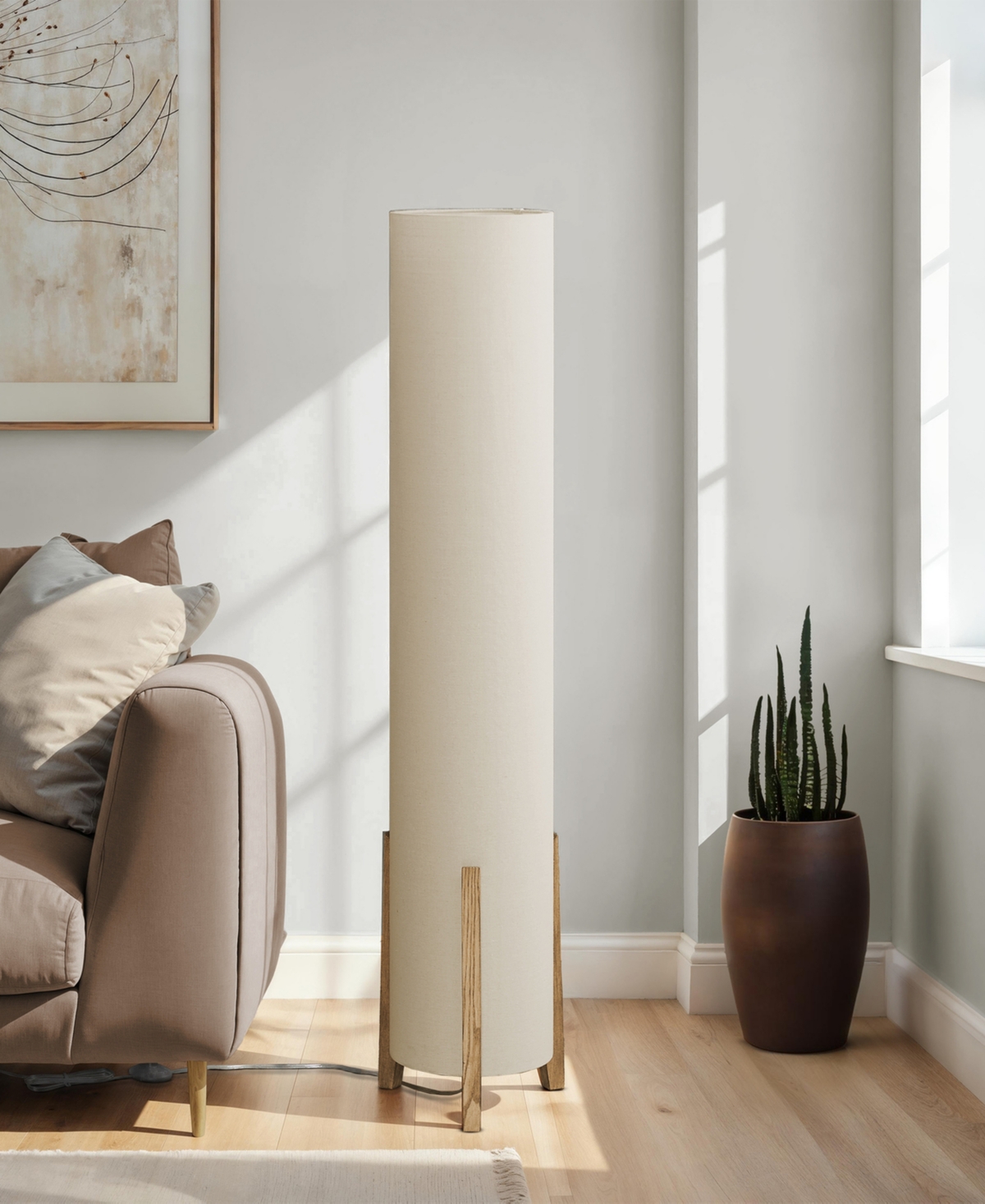 Monarch Specialties Lighting 50" Linen Floor Lamp