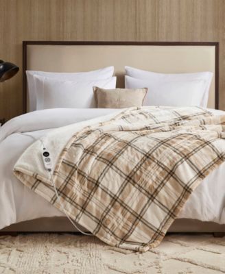 Print Plush to Sherpa Heated Throw, 50" x 60"