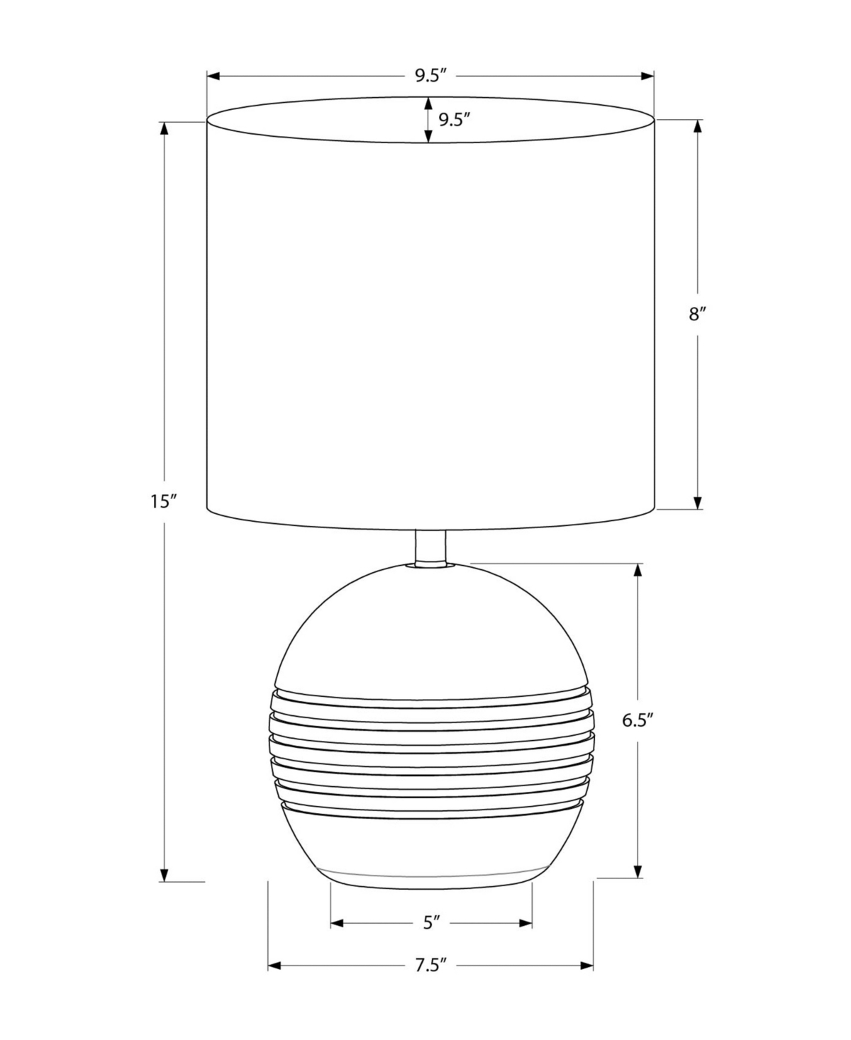 Monarch Specialties Lighting 15" Plastic Table Lamp