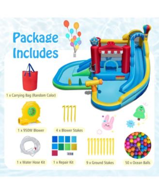 Inflatable Wet and Dry Water Park with Slide, Pool, and Bounce House Combo