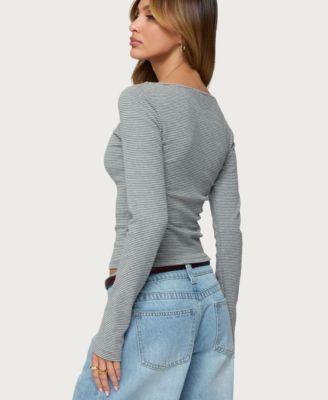 Women's Loria Striped Boat Neck Top