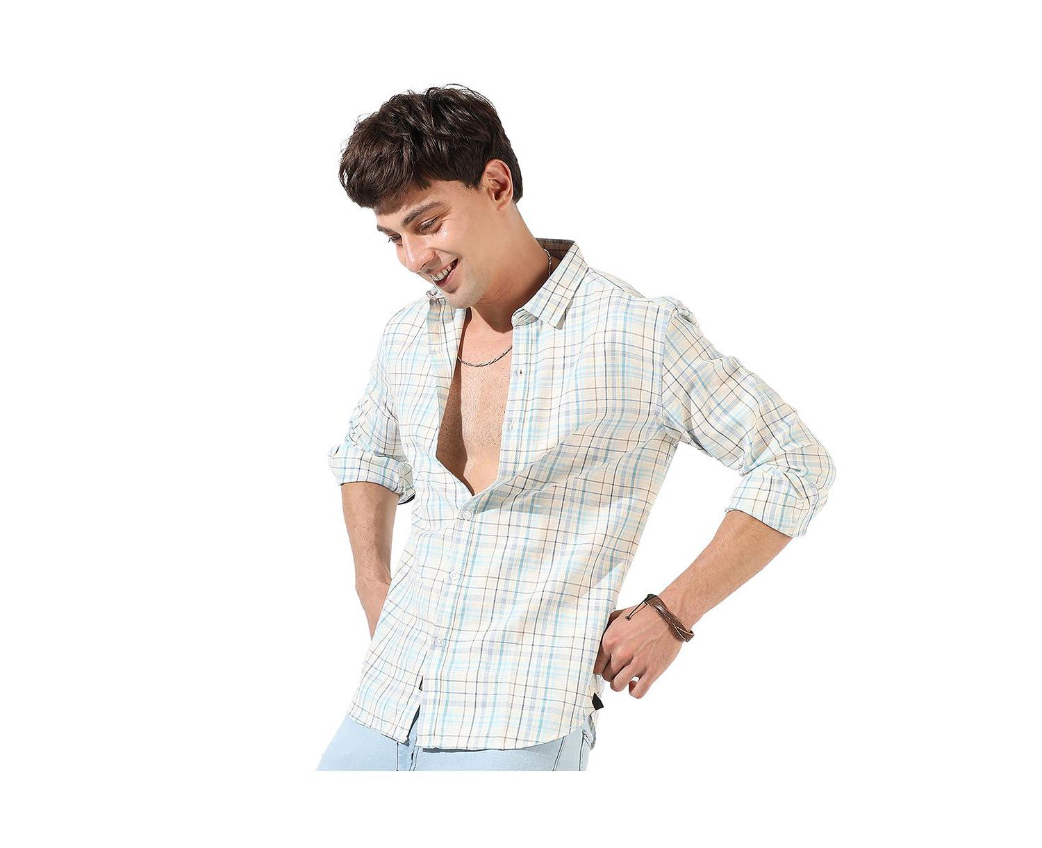 Men's Multicolour Checkered Regular Fit Casual Shirt