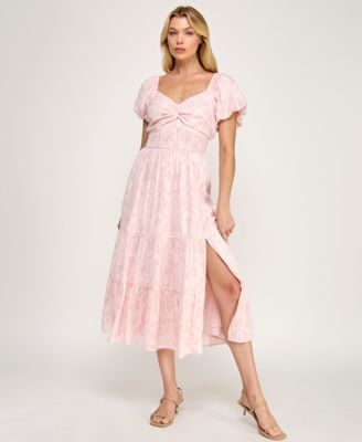 Juniors' Sweetheart Neck Twist Front Midi Dress
