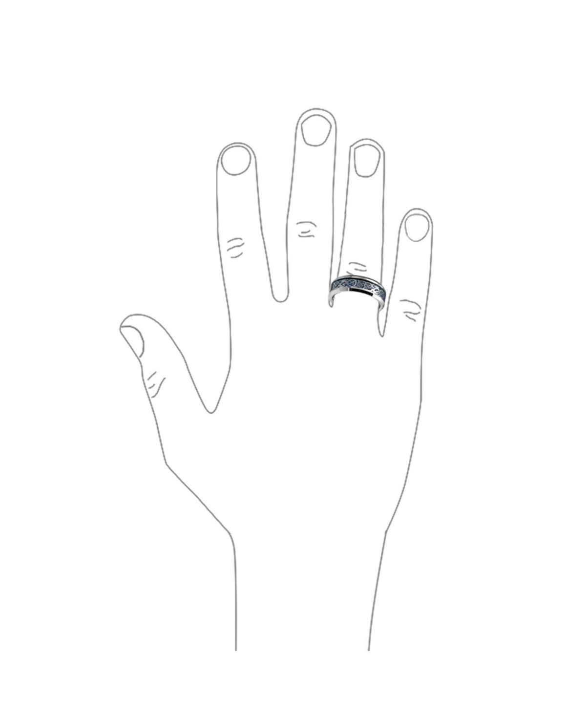 Bling Jewelry Two-Tone Celtic Dragon Knot Carbon Fiber Inlay Band Ring 8MM Titanium