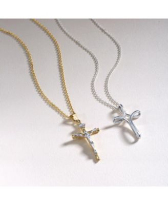 Religious Thin Simple Plain Ribbon Twist Open Infinity Cross Pendant Necklace Sterling Silver