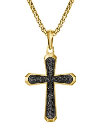 Men's Gold Plated Cross Pendant Necklace