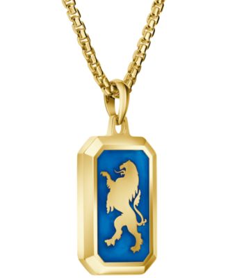 Men's Gold Plated  Crest of Bohemia Lion Pendant Necklace