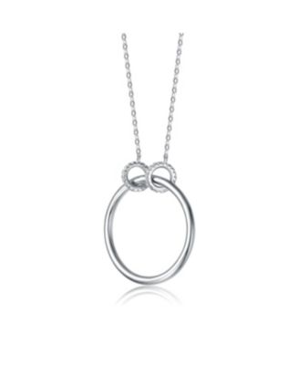 Sterling Silver White Gold Plated Hollow Circle Pendant Necklace