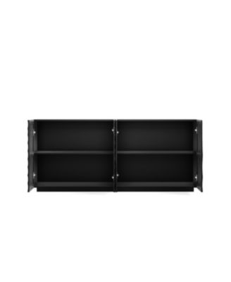 Buffet Cabinet with Storage, 4 Doors Modern Accent Sideboard, 59" Wide (Black)