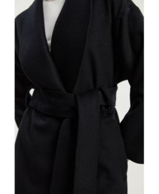 Women's Brushed Wool Wrap Tailored Maxi Coat