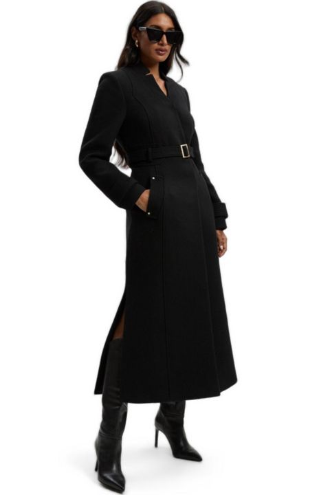 Женские куртки Karen Millen Wool Notch Neck Belted Maxi Coat