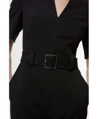 Women's Crepe Belted Jumpsuit